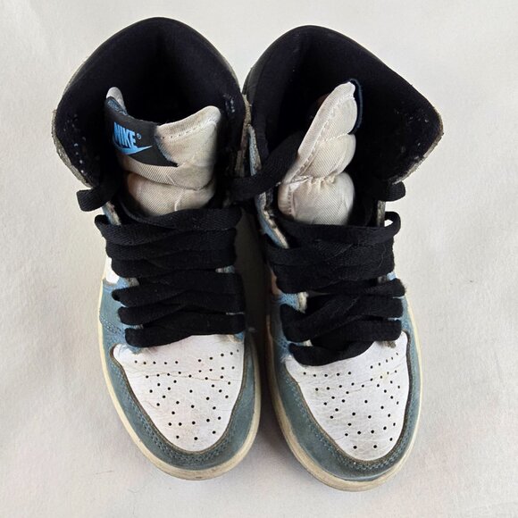 Nike Air Jordan 1 Retro High Shoes Kids 12C White Blue Black Sneaker University - Picture 4 of 12